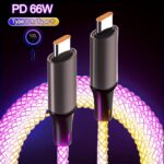66W USB-C to USB-C Fast Charging Cable with RGB Light - Image 4