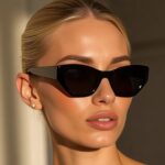 Black Fashionable Women's Rectangular Cat-Eye Glasses