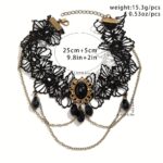Black Lace Bracelet – Women's Gothic Floral Lace Arm Chain with Water Drop Tassel - Image 6