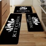 Black Tableware Kitchen Floor Mat