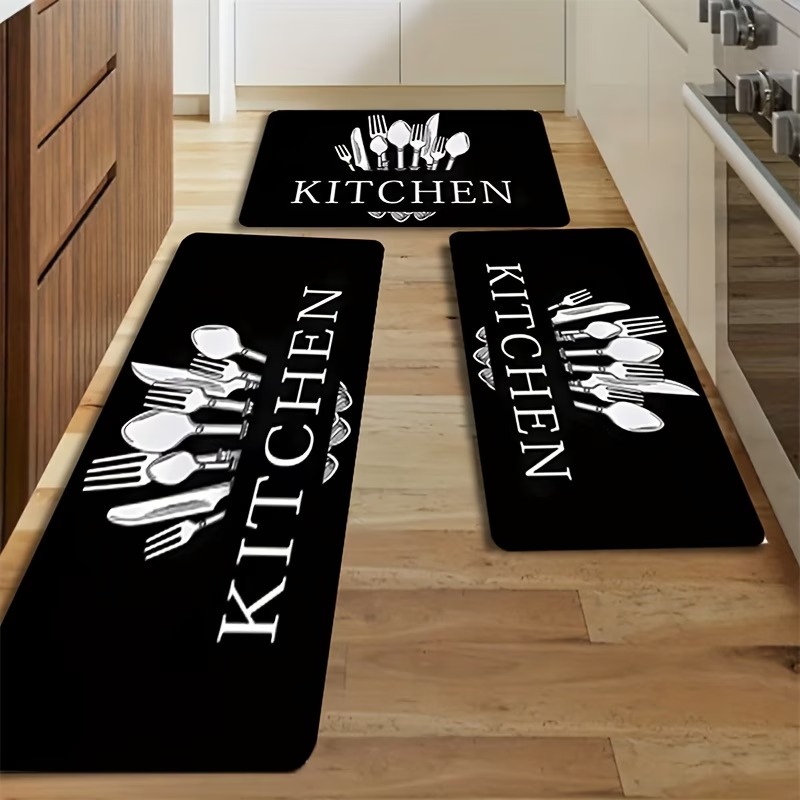 Black-Tableware-Kitchen-Floor-Mat-3-1.jpg Black Tableware Kitchen Floor Mat - Image 1