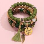 Bohemian Vintage Beaded Bracelet Set – 4-Piece Men's Stretch Bracelets