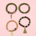 Bohemian Vintage Beaded Bracelet Set – 4-Piece Men's Stretch Bracelets - Image 6