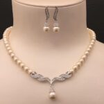 Bridal Faux Pearl Necklace & Earrings Set
