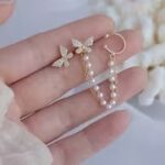 Butterfly Pearl Chain Ear Cuff Clip Earrings – No Piercing, Rhinestone Tassel Design - Image 4