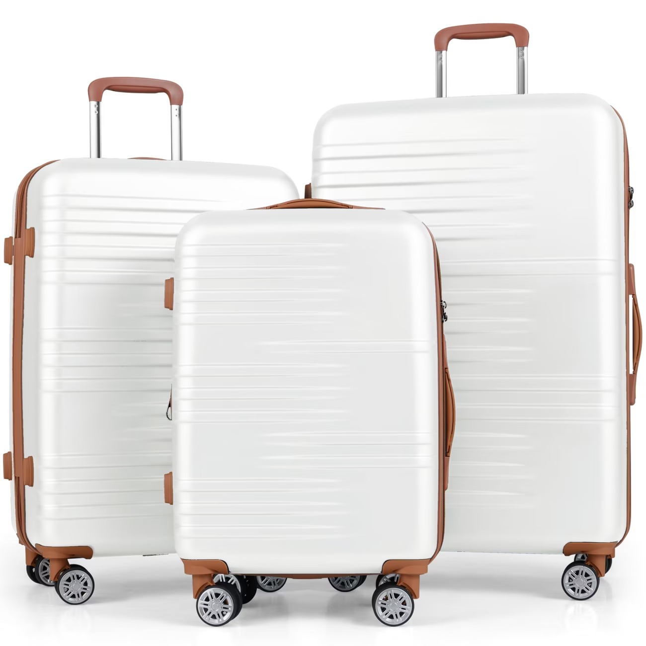 COSTWAY 3-Piece Luggage Set – Hard Shell Travel Suitcases (2) COSTWAY 3-Piece Luggage Set – Hard Shell Travel Suitcases - Image 1