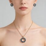 Elegant Blue Zirconia Necklace & Stud Earrings Set