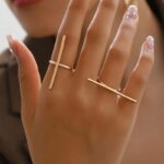 Fashionable Geometric Open Rings – Minimalist Gold-Tone Women's Ring Set