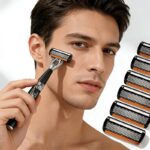 Hip-Hop Style Manual Razor for Men – Reusable Shaving Tool with 12 Replacement Cartridges