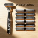 Hip-Hop Style Manual Razor for Men – Reusable Shaving Tool with 12 Replacement Cartridges