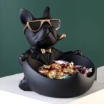 Large French Bulldog Decorative Storage Tray Statue - Image 2