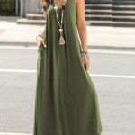 Long Dress – Women's Spring/Summer/Autumn Casual Solid Color Sleeveless V-Neck Dress