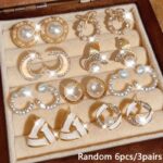 Luxury Elegant Imitation Pearl Earring Set – Moon, Mermaid Tail, Bow & Triangle Fashion Stud Earrings - Image 9