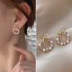 Luxury Elegant Imitation Pearl Earring Set – Moon, Mermaid Tail, Bow & Triangle Fashion Stud Earrings