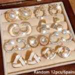 Luxury Elegant Imitation Pearl Earring Set – Moon, Mermaid Tail, Bow & Triangle Fashion Stud Earrings - Image 10