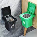 Mini Wall-Mounted Car Trash Bin with Ashtray Lid