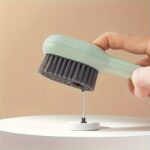 Multi-Functional Liquid Dispenser Cleaning Brush – Soft Bristle Shoe Brush with Plastic Handle for Bathroom, Kitchen & Laundry