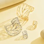 Retro Hollow Leaf Open Bangle & Ring Set (2-Piece) - Image 11