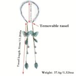Romantic Butterfly Tassel Headband – Embroidered Butterfly Leaf Pendant Hair Band - Image 7