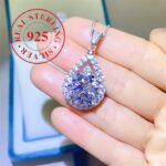 S925 Sterling Silver Moissanite Teardrop Pendant Necklace for Men & Women – Elegant Wedding, Engagement & Anniversary Jewelry - Image 6