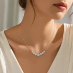 S925 Sterling Silver Necklace with 7 Moissanite Stones – 4.7 Carat Total, Adjustable Collarbone Chain
