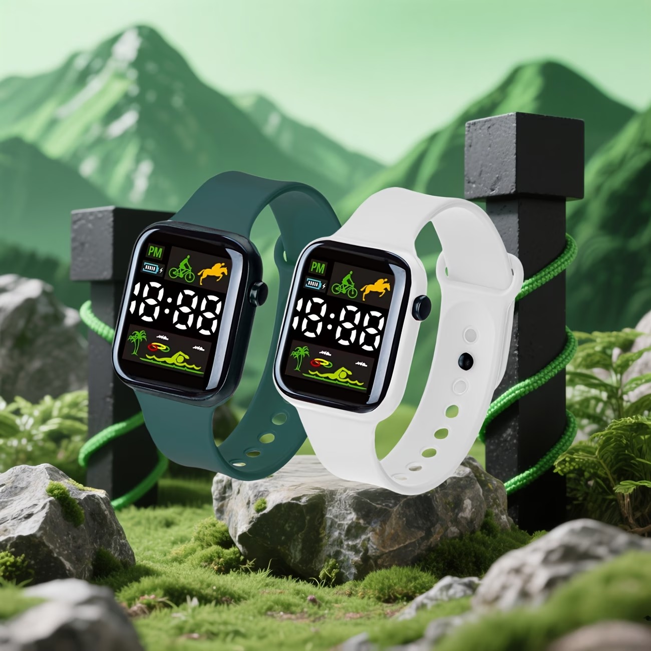 Unisex Square Digital Watch (10) Unisex Square Digital Watch - Image 1