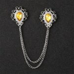 Vintage Blue Crystal Chain Collar Pin – Elegant Double-Layer Shirt Brooch - Image 16