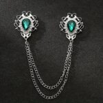 Vintage Blue Crystal Chain Collar Pin – Elegant Double-Layer Shirt Brooch - Image 7