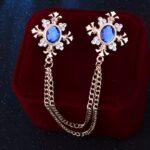Vintage Blue Crystal Chain Collar Pin – Elegant Double-Layer Shirt Brooch - Image 8