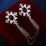 Vintage Blue Crystal Chain Collar Pin – Elegant Double-Layer Shirt Brooch - Image 9