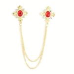 Vintage Blue Crystal Chain Collar Pin – Elegant Double-Layer Shirt Brooch - Image 10