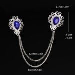 Vintage Blue Crystal Chain Collar Pin – Elegant Double-Layer Shirt Brooch - Image 13