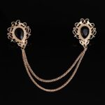 Vintage Blue Crystal Chain Collar Pin – Elegant Double-Layer Shirt Brooch - Image 14