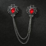 Vintage Blue Crystal Chain Collar Pin – Elegant Double-Layer Shirt Brooch - Image 4