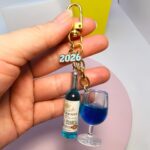 Wine Bottle & Glass Keychain