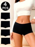 Women's Black Boxer Briefs 4-Piece Set – Comfortable Breathable Base Layer Shorts - Image 5