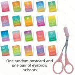 Precision Eyebrow Comb with Built-In Scissors – Stainless Steel Brow Trimming Tool with Random Postcard