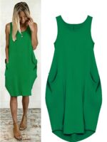 Plus Size Loose Solid Color Vest Dress
