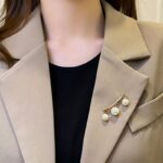 Elegant Pearl Safety Pin Brooch – Gold-Tone Decorative Collar & Dress Pin - Image 2
