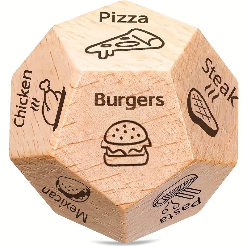 12-Sided Wooden Food Dice