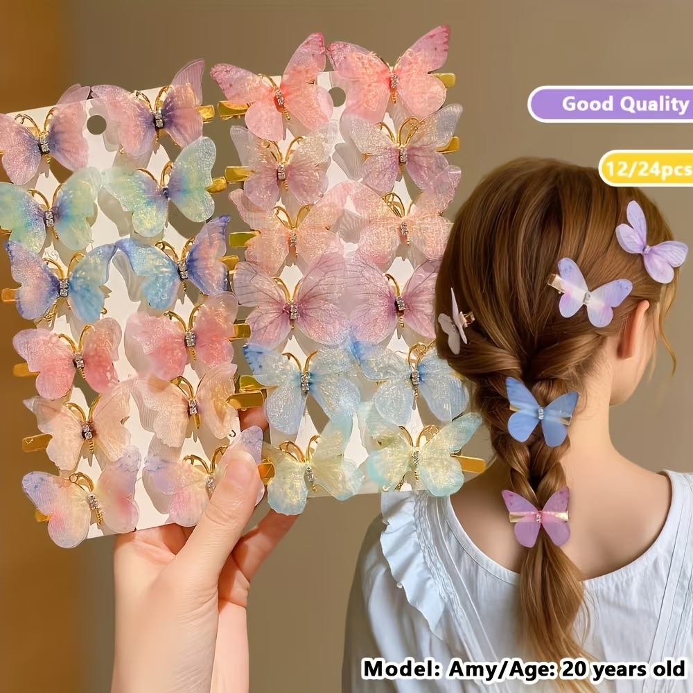 122448pcs Colorful Butterfly Hair Clips & Fashionable Hair Accessories