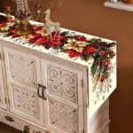 1pc Christmas Table Runner – Vintage Poinsettia & Holly Berry Printed Polyester Table Decor for Holiday Dining - Image 9
