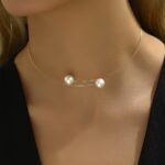 1pc Golden Chain Beaded Necklace – Women's Fashion Choker Necklace for Daily Wear - Image 3