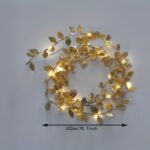 1pc Golden Leaf LED String Lights – 2m Battery-Operated Decorative Fairy Lights for Home, Bedroom, Wedding & Christmas - Image 3