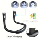 1pc White Dimmable LED Studying Reading Night Light, Eye Protection Neck Light, USB Rechargeable or AAA Battery Powered, Portable Neck Lamp for Night Running, Reading & Bedside Use - Image 10