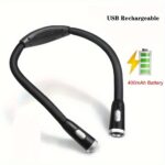 1pc White Dimmable LED Studying Reading Night Light, Eye Protection Neck Light, USB Rechargeable or AAA Battery Powered, Portable Neck Lamp for Night Running, Reading & Bedside Use - Image 3