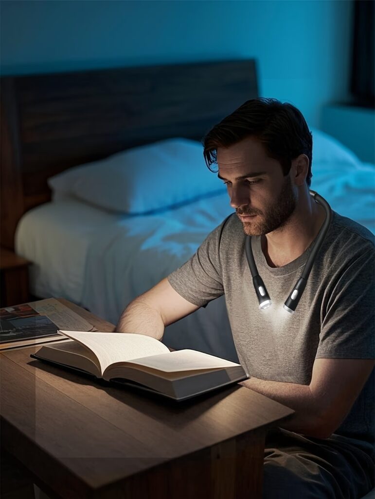 1pc White Dimmable LED Studying Reading Night Light, Eye Protection Neck Light, USB Rechargeable or AAA Battery Powered, Portable Neck Lamp for Night Running, Reading & Bedside Use