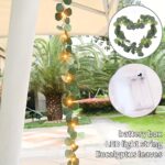 2-Set Eucalyptus Leaf String Lights – 30 LED Warm White Lights with Wreath Garland for Holiday Decor - Image 6