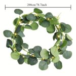 2-Set Eucalyptus Leaf String Lights – 30 LED Warm White Lights with Wreath Garland for Holiday Decor - Image 9