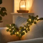 2-Set Eucalyptus Leaf String Lights – 30 LED Warm White Lights with Wreath Garland for Holiday Decor - Image 3